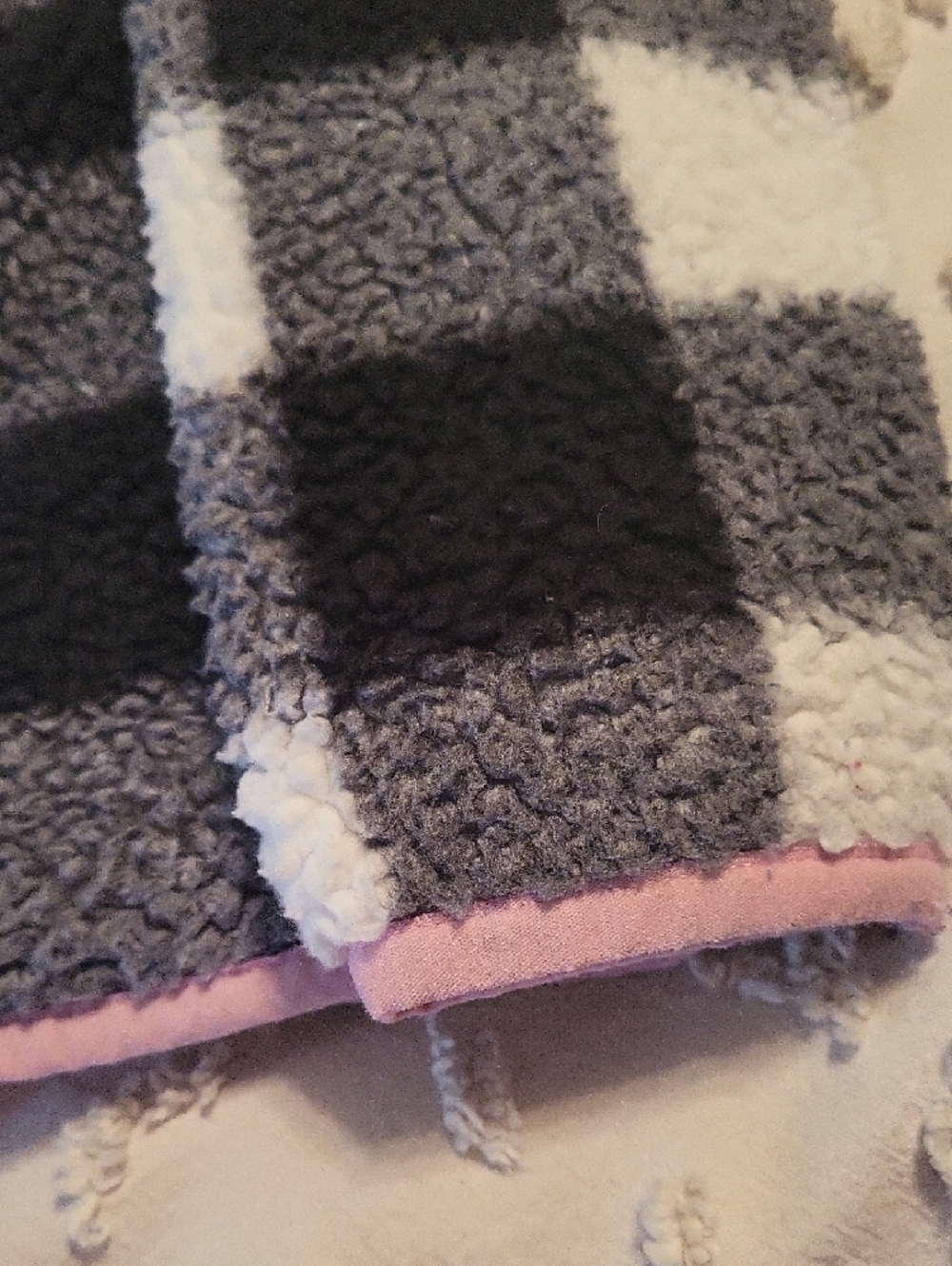 Jumping beans Black & White Buffalo Check Girls Fleece Jacket with Pink Trim - Picture 4 of 5
